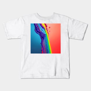 Liquid Colors Flowing Infinitely - Heavy Texture Swirling Thick Wet Paint - Abstract Inspirational Rainbow Drips Kids T-Shirt